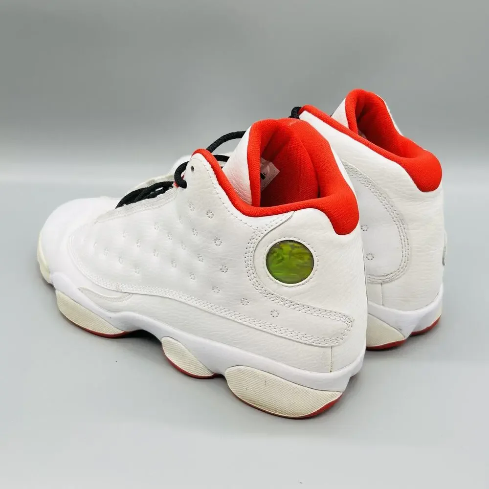 Jordan Shoes Boys 7 White Red Leather Air Jordan 13 Retro Basketball Sneakers